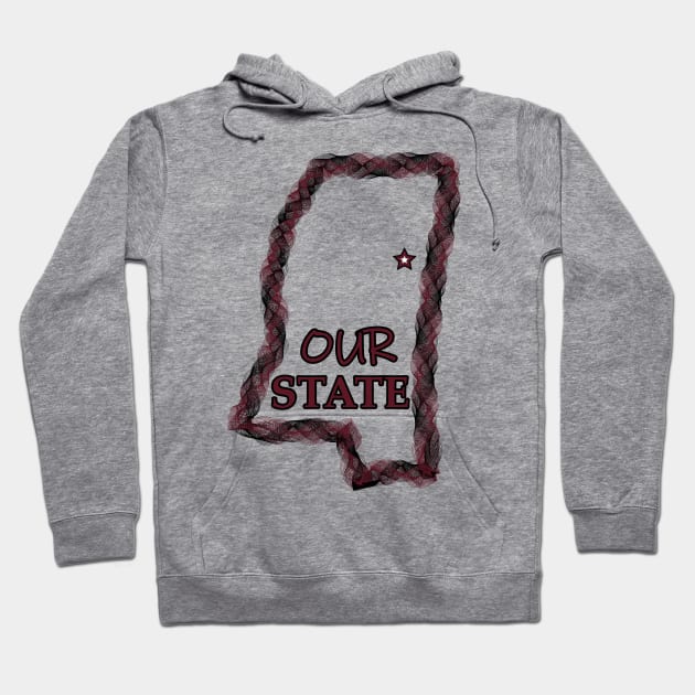 Our State MS Wreath - Maroon & Black Hoodie by ObscureDesigns